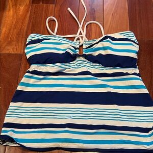 Ralph Lauren Navy, White & Light Blue Striped Tankini Top